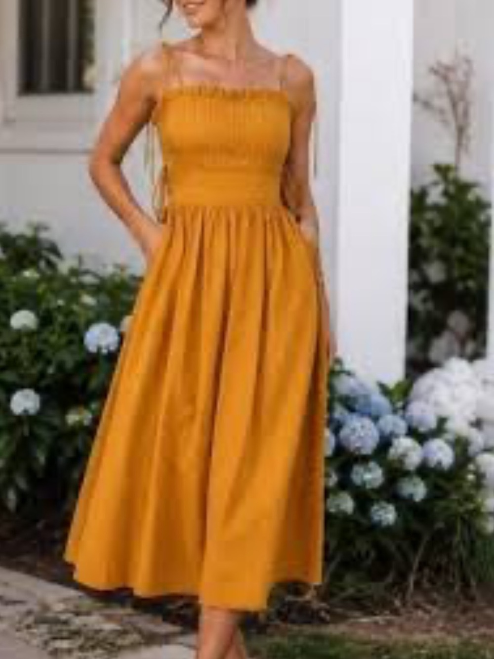 Moon River smocked dress in mustard large